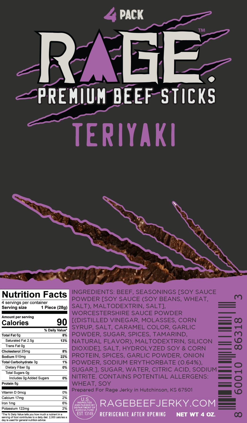 Teriyaki Beef Sticks - 4oz